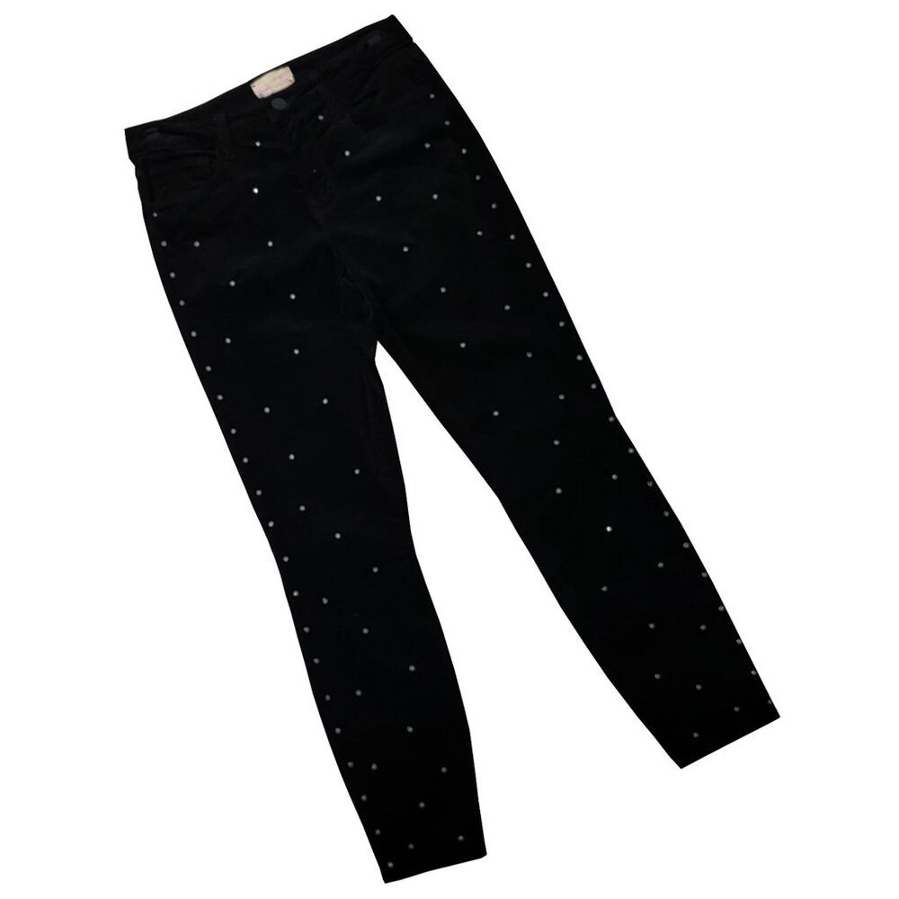Velvet Skies Embellished Women's Black Velvet Denims